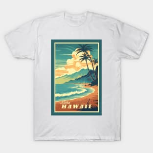 Hawaii Vintage Retro Travel Poster T-Shirt